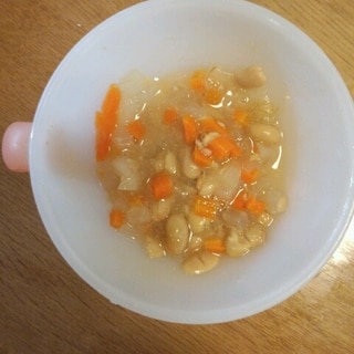 離乳食☆後期☆　３種の野菜の納豆入りスープ